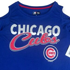 G III 4Her Chicago Cubs Cold Shoulder Long Sleeve Shirt Women's Size M